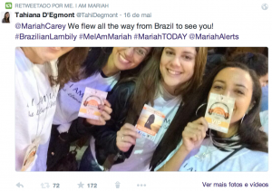 Mariah Carey retweeta fãs brasileiros